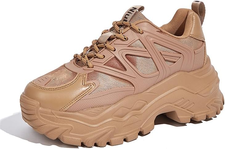 Women's Chunky Platform Walking Sneakers - Brown