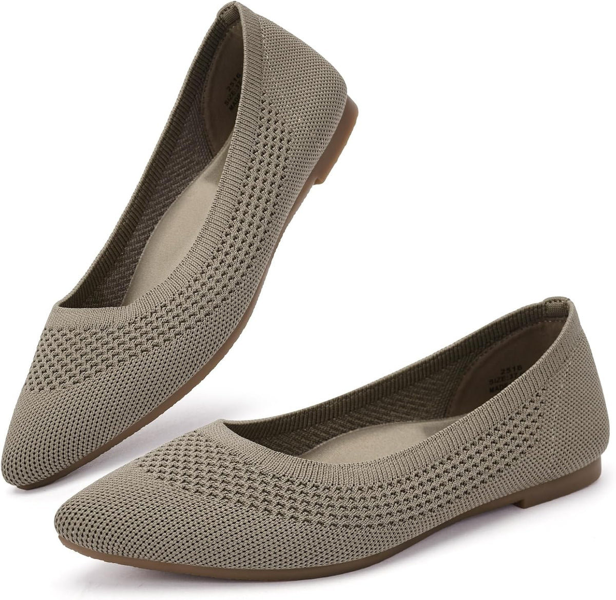 Women's Pointed-Toe Arch-Support Ballet Flats - Khaki